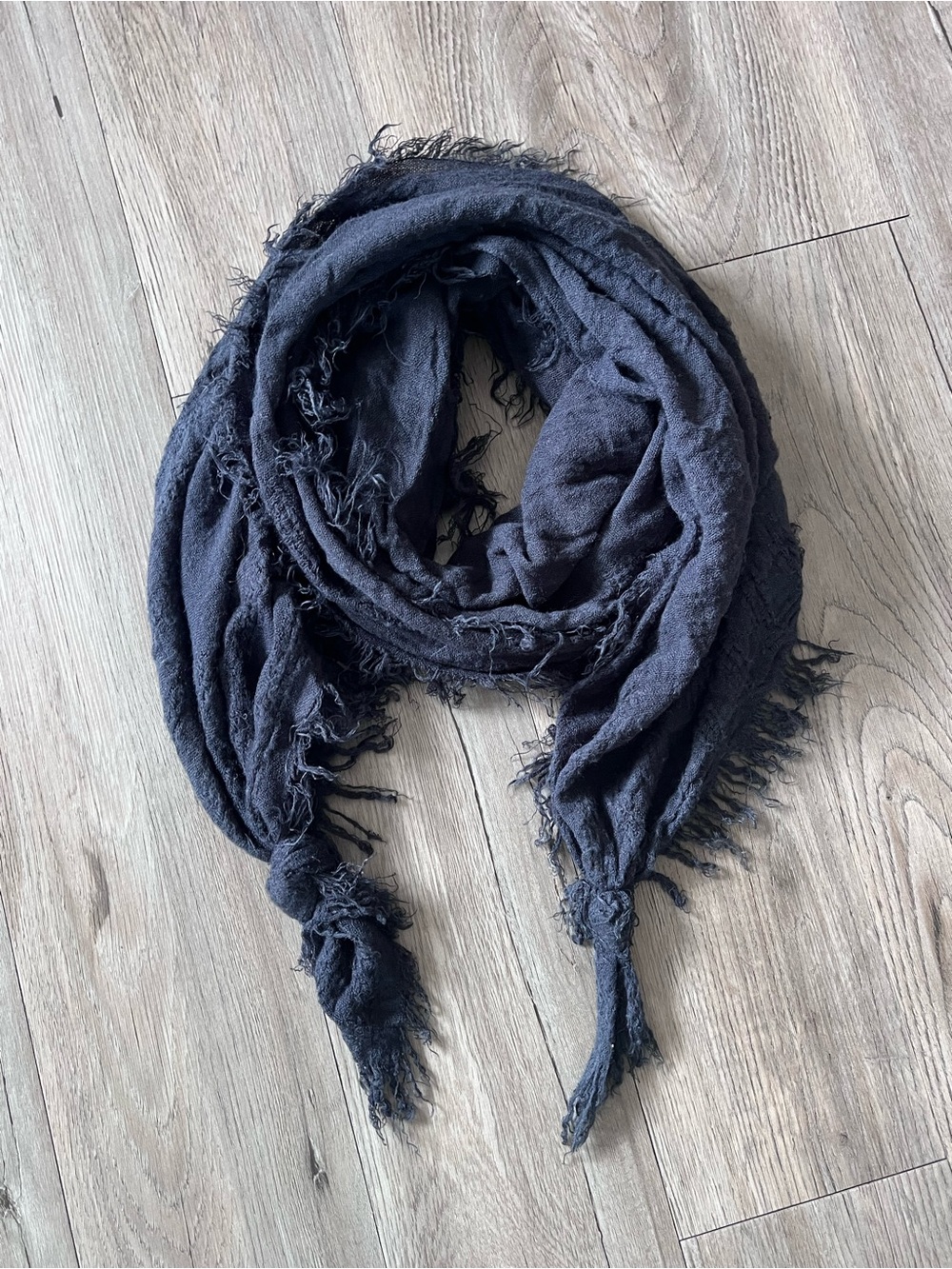Jackson Rowe Black Frayed Edge Wrap Scarf